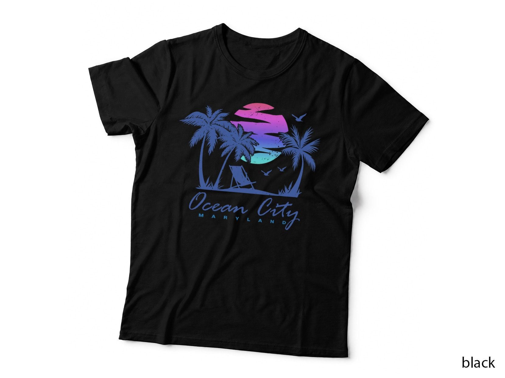 OCEAN CITY Maryland Beach Vacation Trip Retro Vintage Sunset T-Shirt