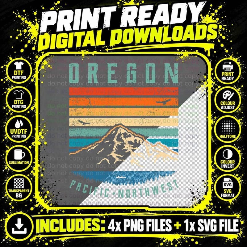 Oregon Retro T Shirt Vintage Portland Home State Png SVG Digital Bundle