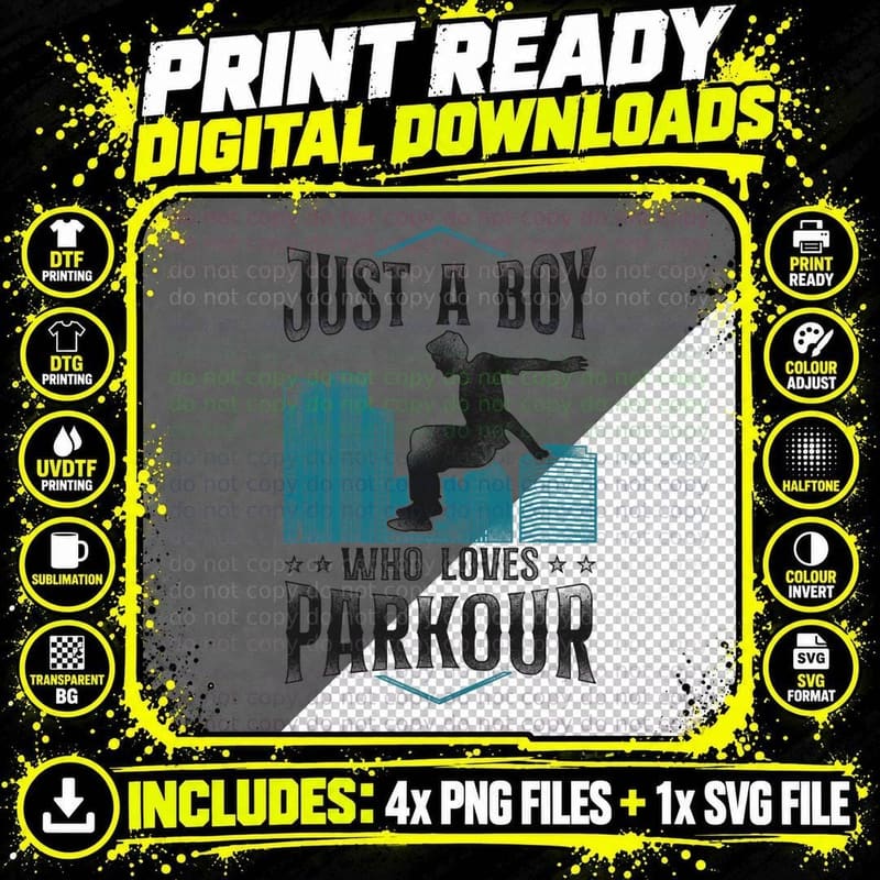 Parkour Free Running Traceur Boy Vintage Just a Boy Who Png SVG Digital Bundle