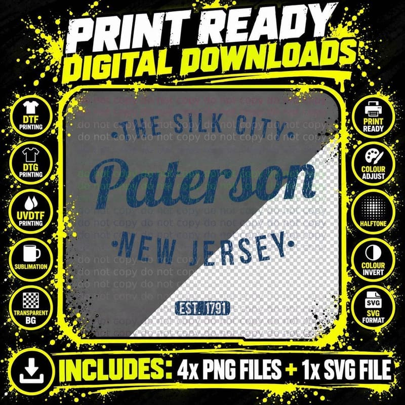 Paterson New Jersey Vintage Travel Souvenir Paterson Png SVG Digital Bundle