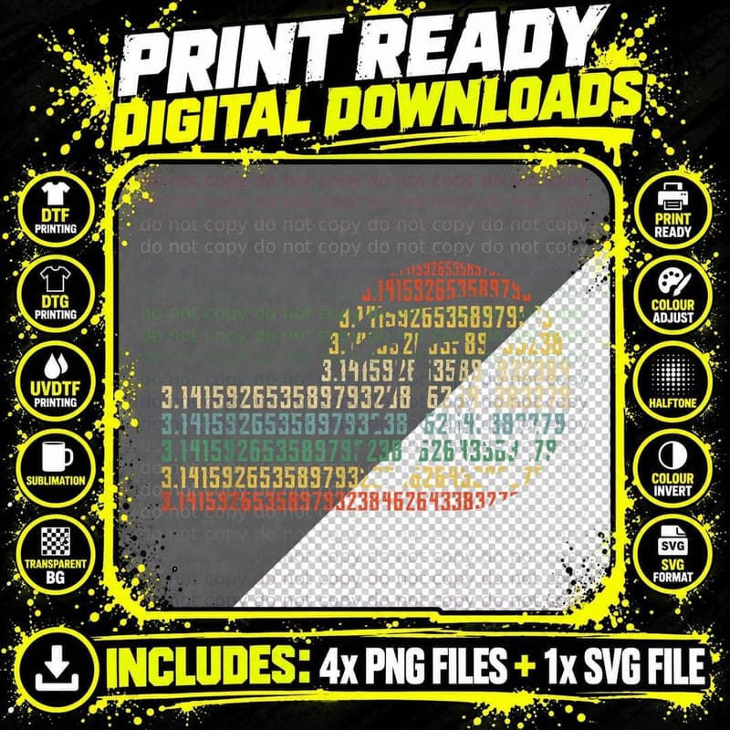 Pi Math Science STEM Gift 3.14 Pi Day Vintage Retro Png SVG Digital Bundle