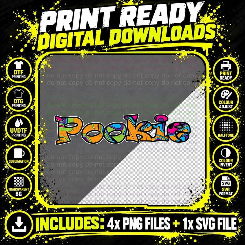 Pookie Retro Tie Dye Cute Graffiti Wife Husband Love Png SVG Digital Bundle