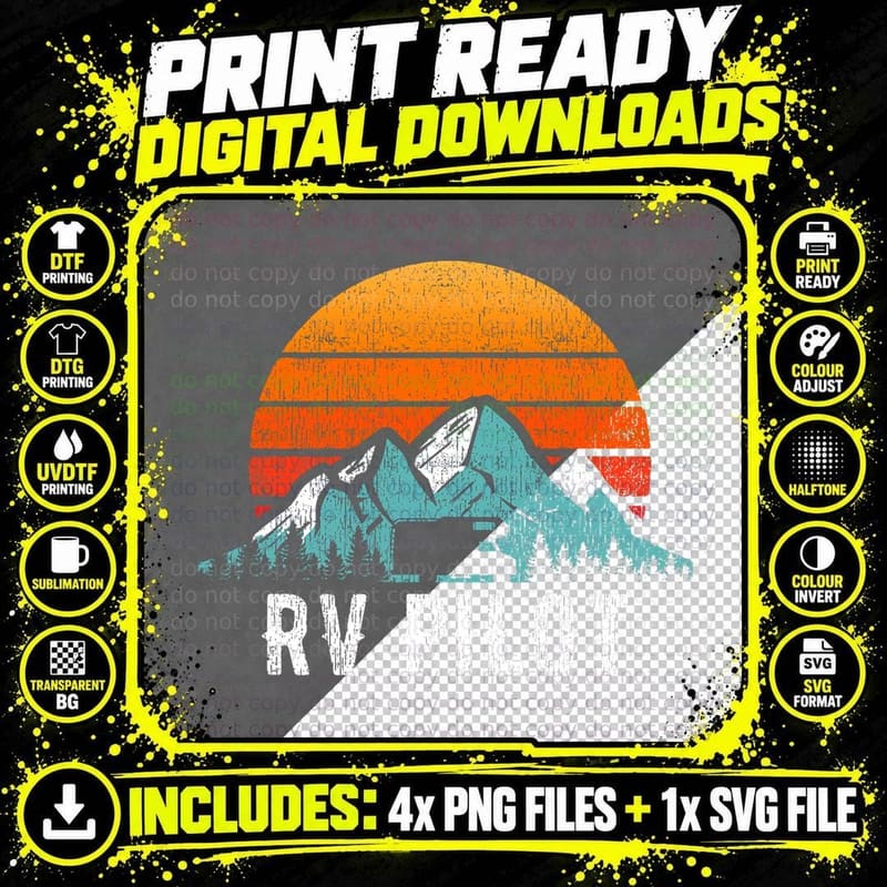 RV Pilot Motorhome Travel Stuff RV Vacation Retro RV Png SVG Digital Bundle