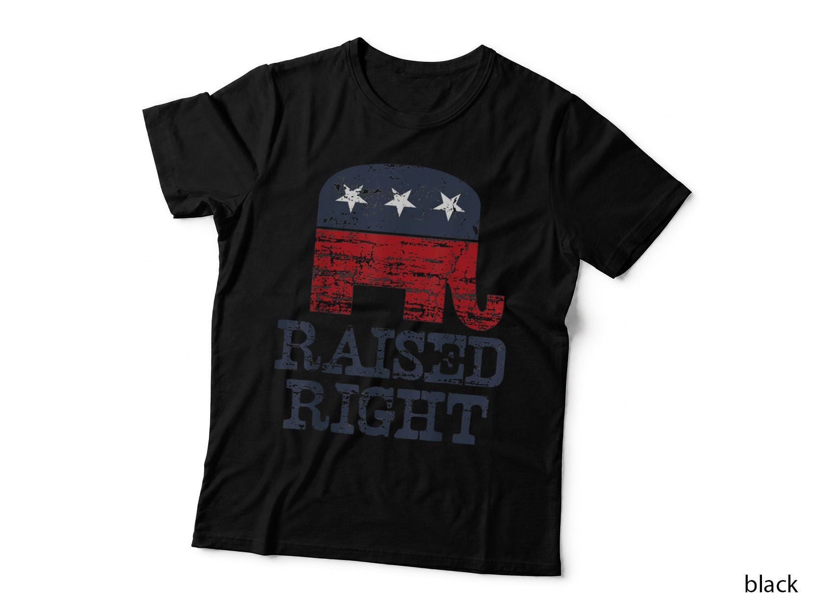 Raised Right Elephant Retro Style T-Shirt