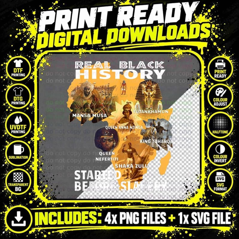 Real Black History Started Before Slavery Vintage Png SVG Digital Bundle