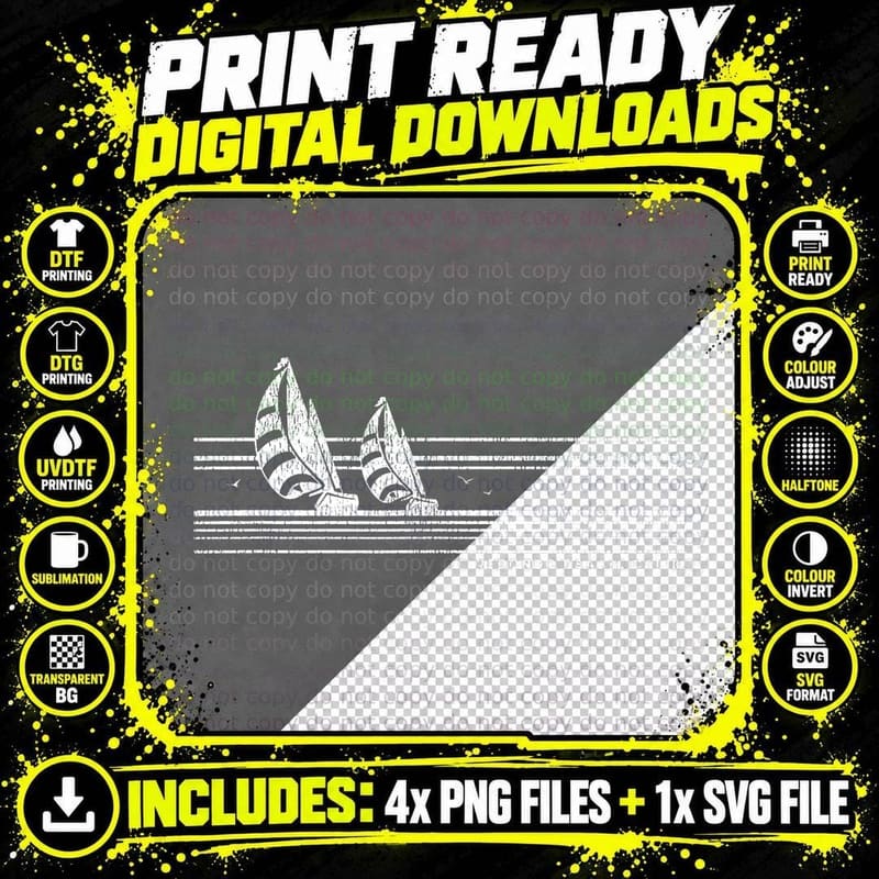Redondo Beach CA Vintage Sailing 70s Nautical Sailboat Png SVG Digital Bundle
