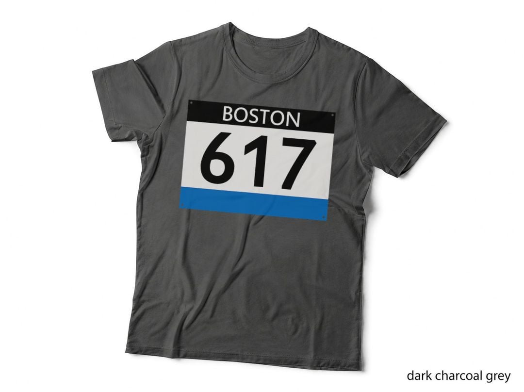 Retro 617 Area Code Boston Massachusetts Running Bib Stencil T-Shirt