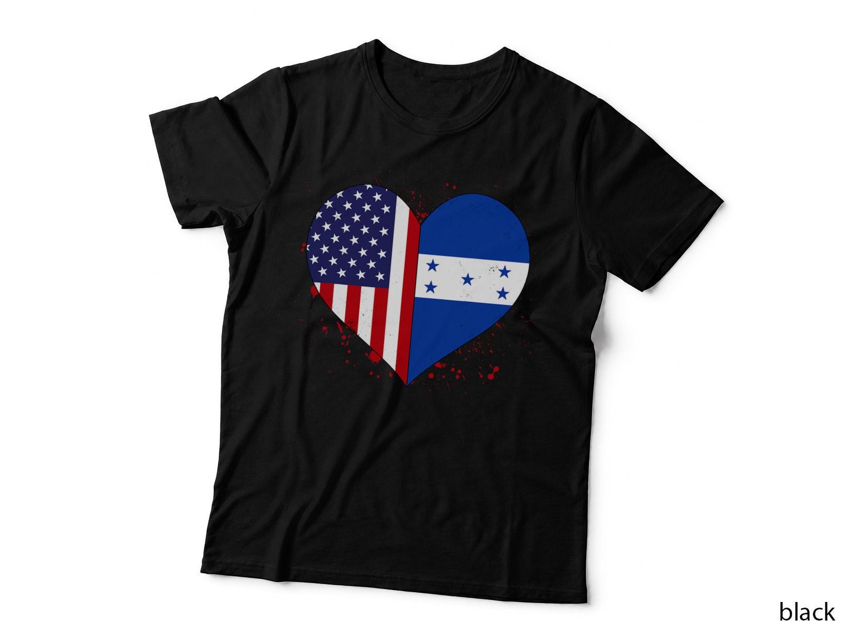 Retro American Honduras Heart Flag Hispanic Heritage Month T-Shirt