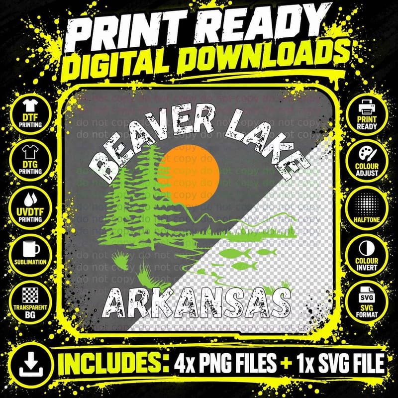 Retro Beaver Lake AR Arkansas Apparel Souvenir T-Shirt Png SVG Digital Bundle
