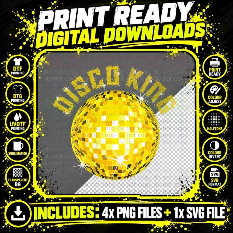 Retro Disco King Dancing Party, Vintage Favorite T-Shirt Png SVG Digital Bundle