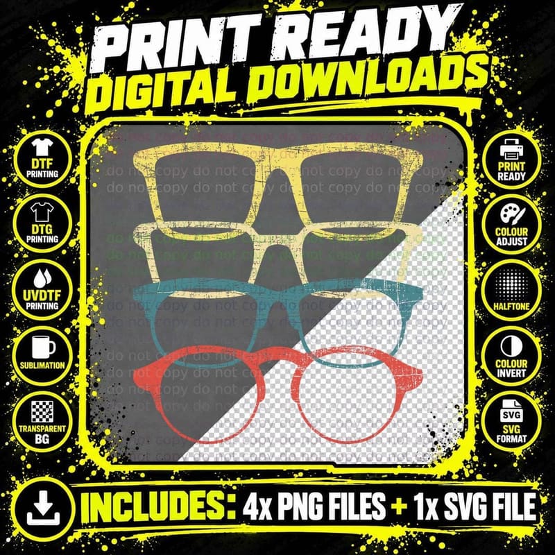 Retro Eyeglasses - Optometrist Ophthalmologist Eye Png SVG Digital Bundle