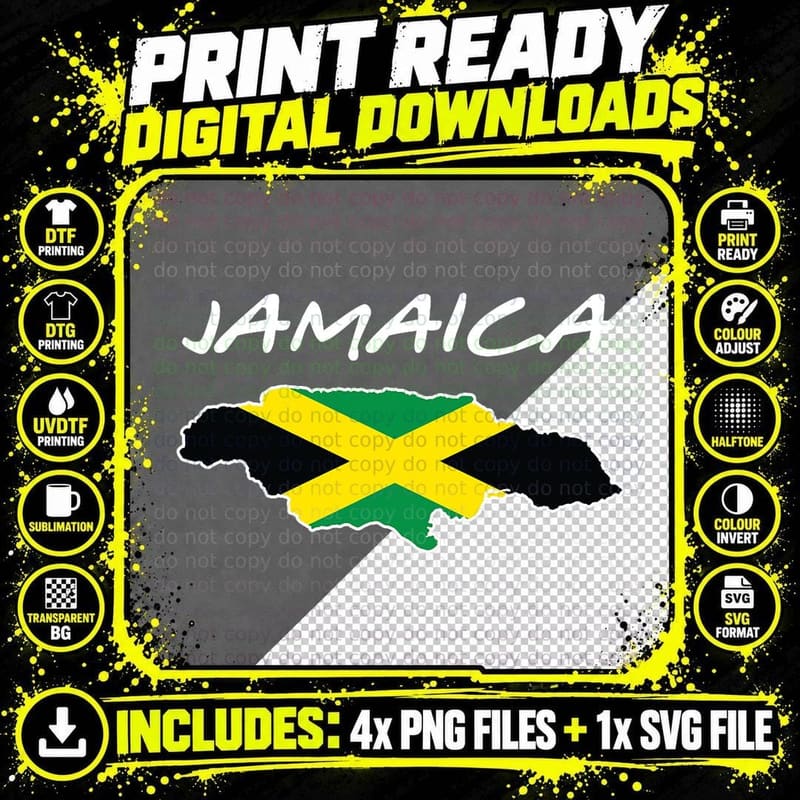 Retro Jamaica Flag Jamaican Island Travel Vacation Png SVG Digital Bundle