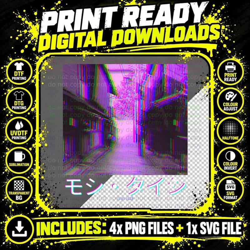 Retro Lofi Tokyo Japanese Streetwear Vaporwave Aesthetic Png SVG Digital Bundle