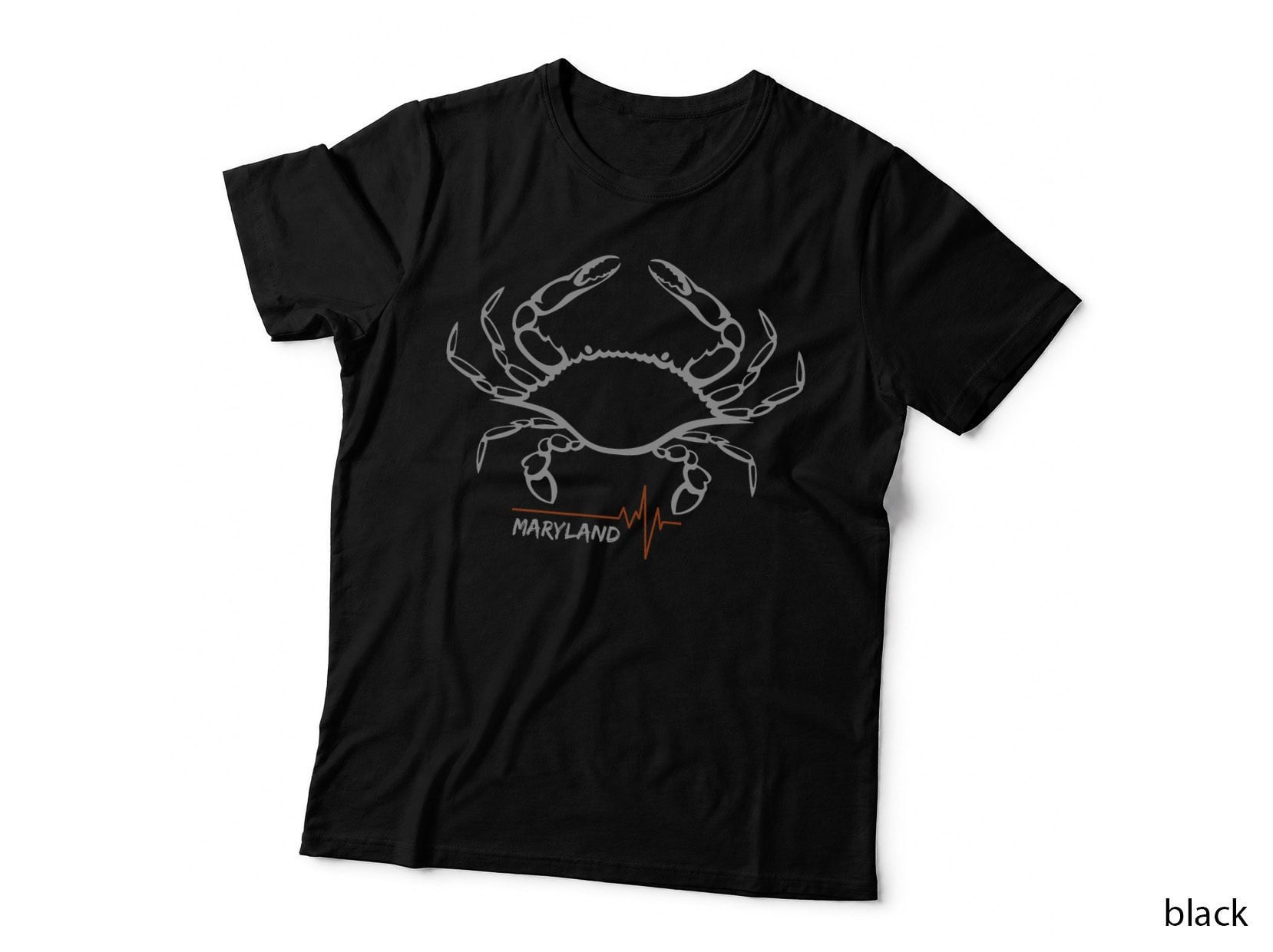Retro Maryland State Crab Graphic Heartbeat Men T-Shirt