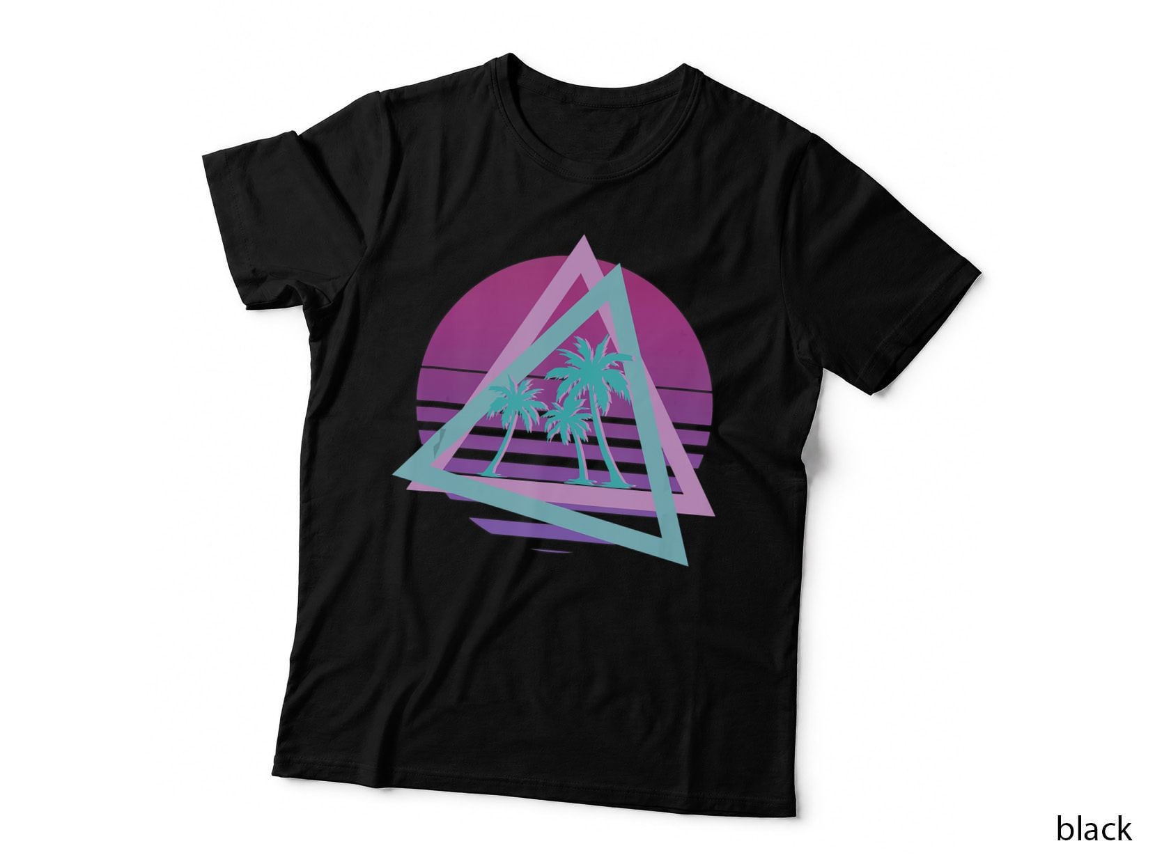 Retro Palm Trees Beach 80s Art Vaporwave Tropical Summer, Aesthetic T-Shirt