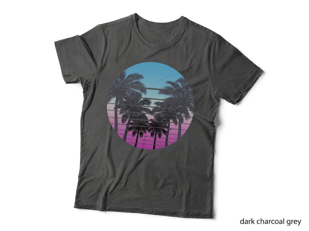 Retro Palm Trees Vaporwave Sunset 1980s Summer Vacation T-Shirt