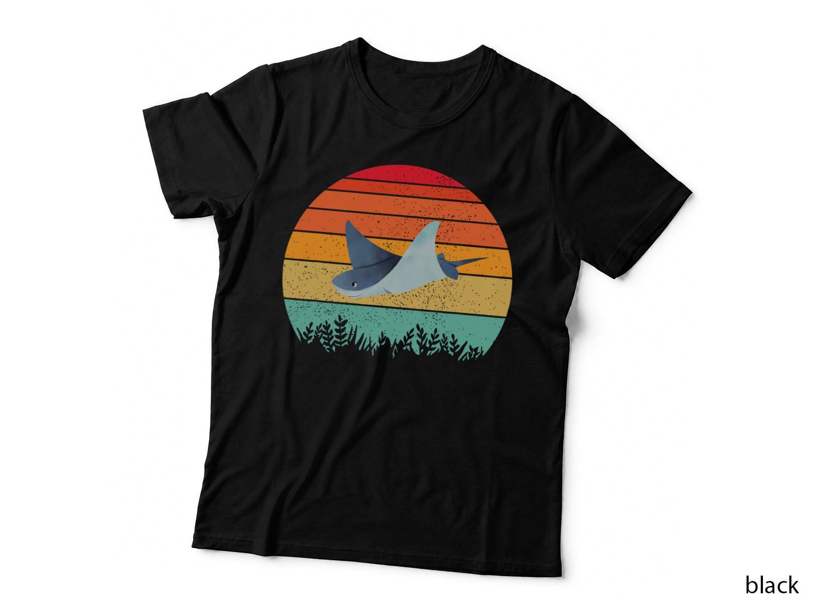 Retro Sunset Vintage Freshwater Stingray Fish Animal Gift T-Shirt