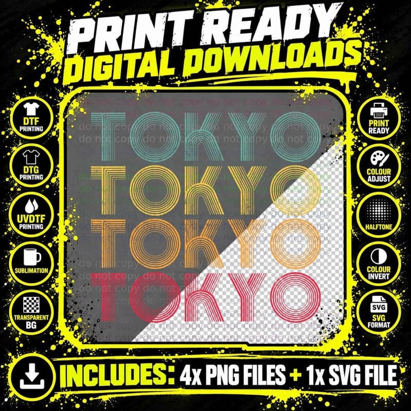 Retro Tokyo T Boys Girls Japan Japanese Vintage Gift Png SVG Digital Bundle