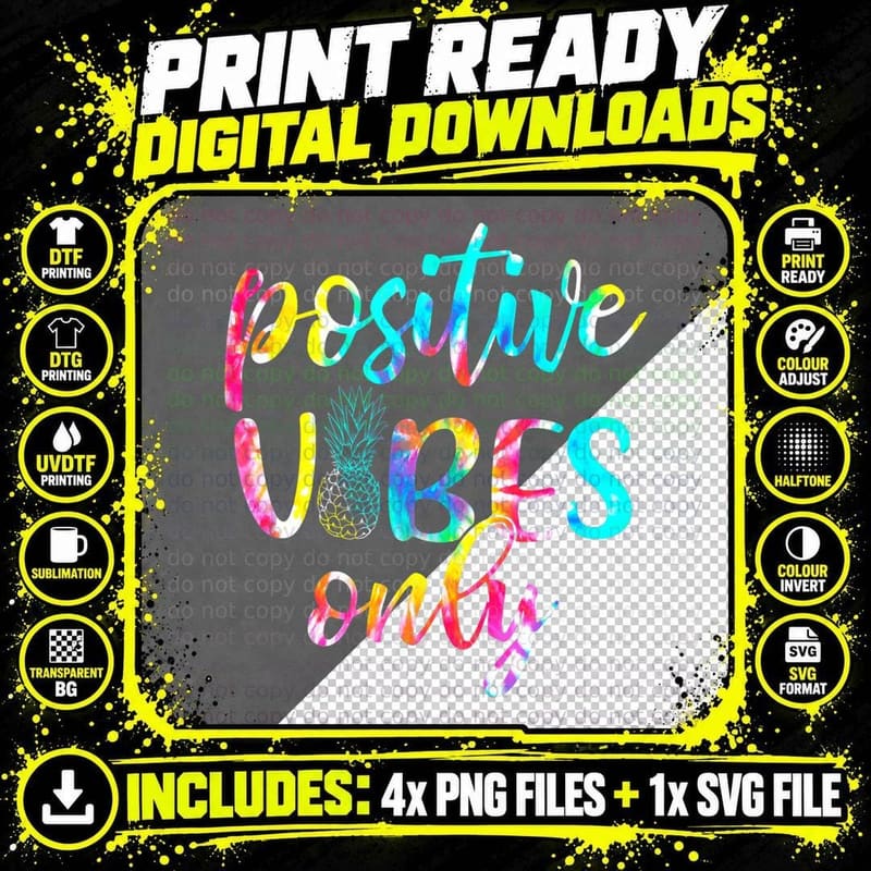Retro Transfer Day Positive Vibe Only Tie Dye IVF Png SVG Digital Bundle