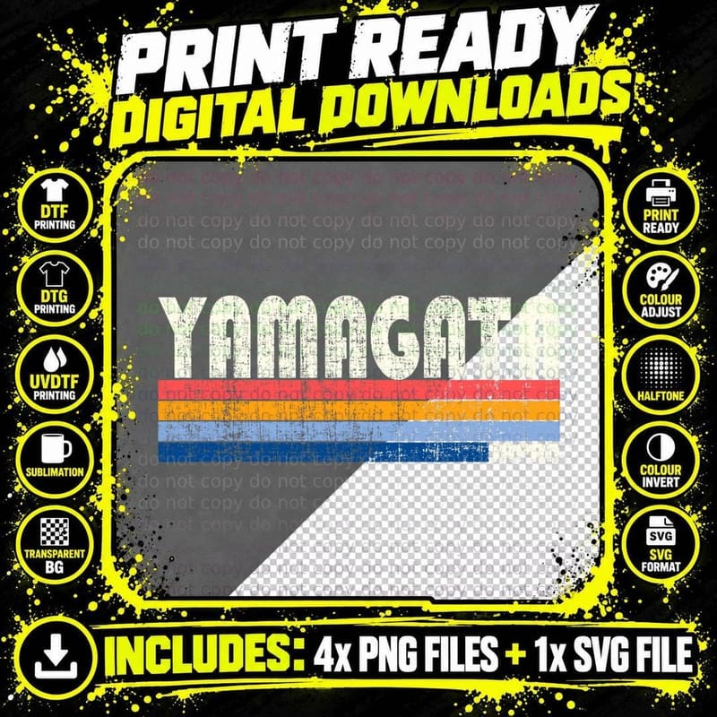 Retro Vintage 70s 80s Style Yamagata, Japan T-Shirt Png SVG Digital Bundle