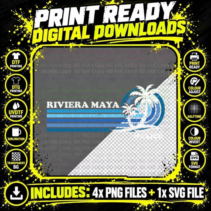 Retro Vintage Family Vacation Mexico Riviera Maya Beach Png SVG Digital Bundle