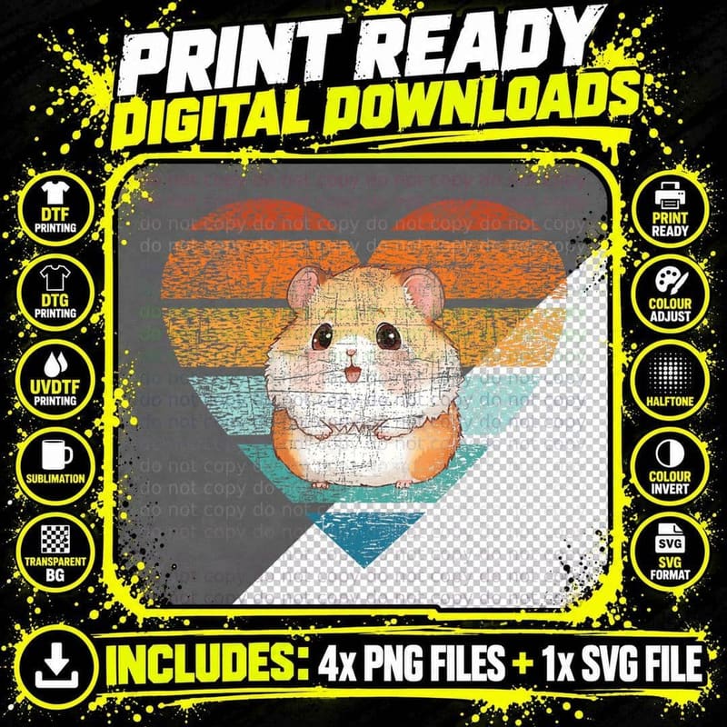 Retro Vintage Hamster - Animal Whisperer Pet Lover Png SVG Digital Bundle