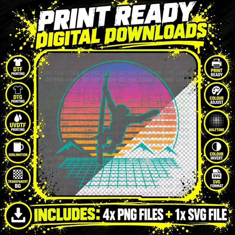 Retro Vintage Vaporwave Monkey - Primate Lover Safari Png SVG Digital Bundle