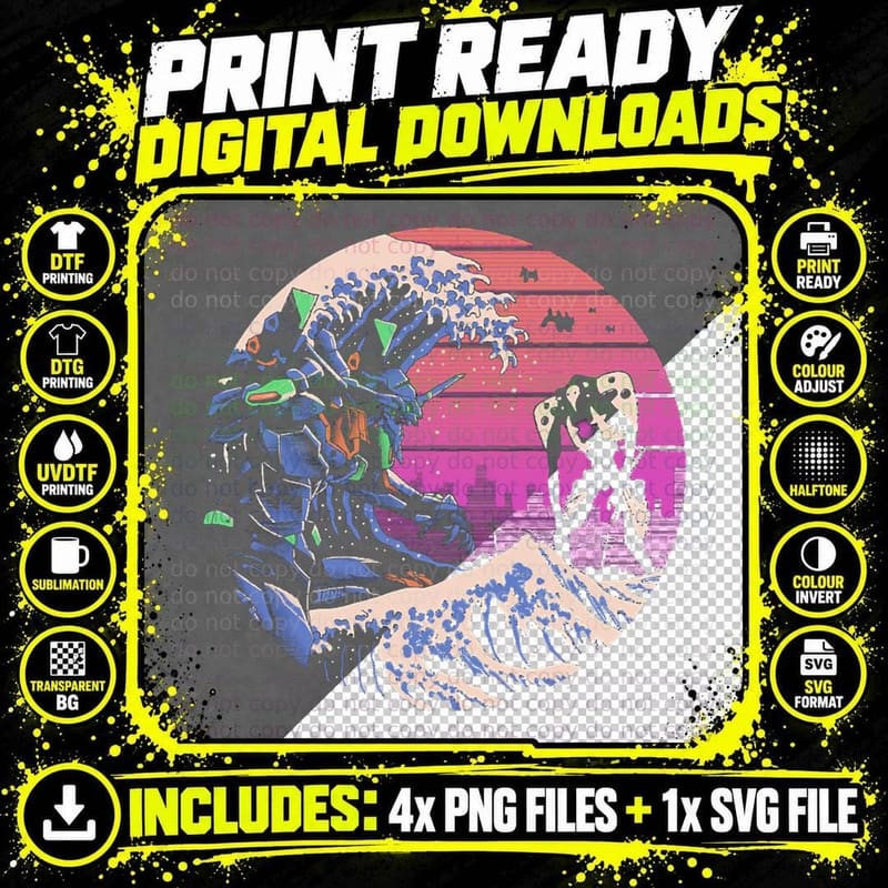 Retro Wave EVA T-Shirt Png SVG Digital Bundle
