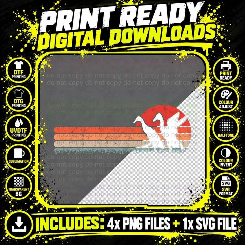 Running Duck Retro Runner Duck Vintage T-Shirt Png SVG Digital Bundle