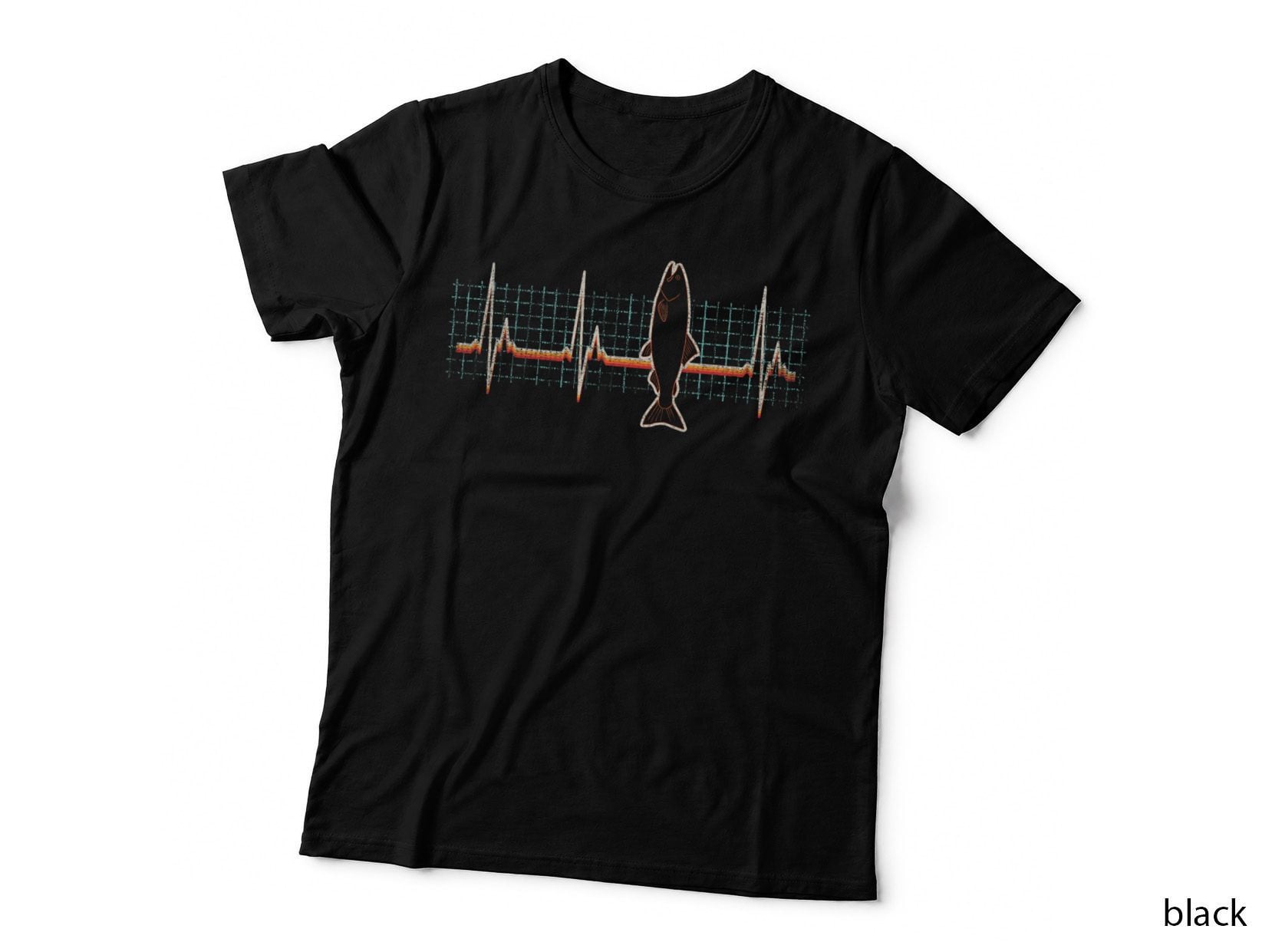 Salmon Fish Retro Heartbeat Vintage 80s Style Gift T-Shirt
