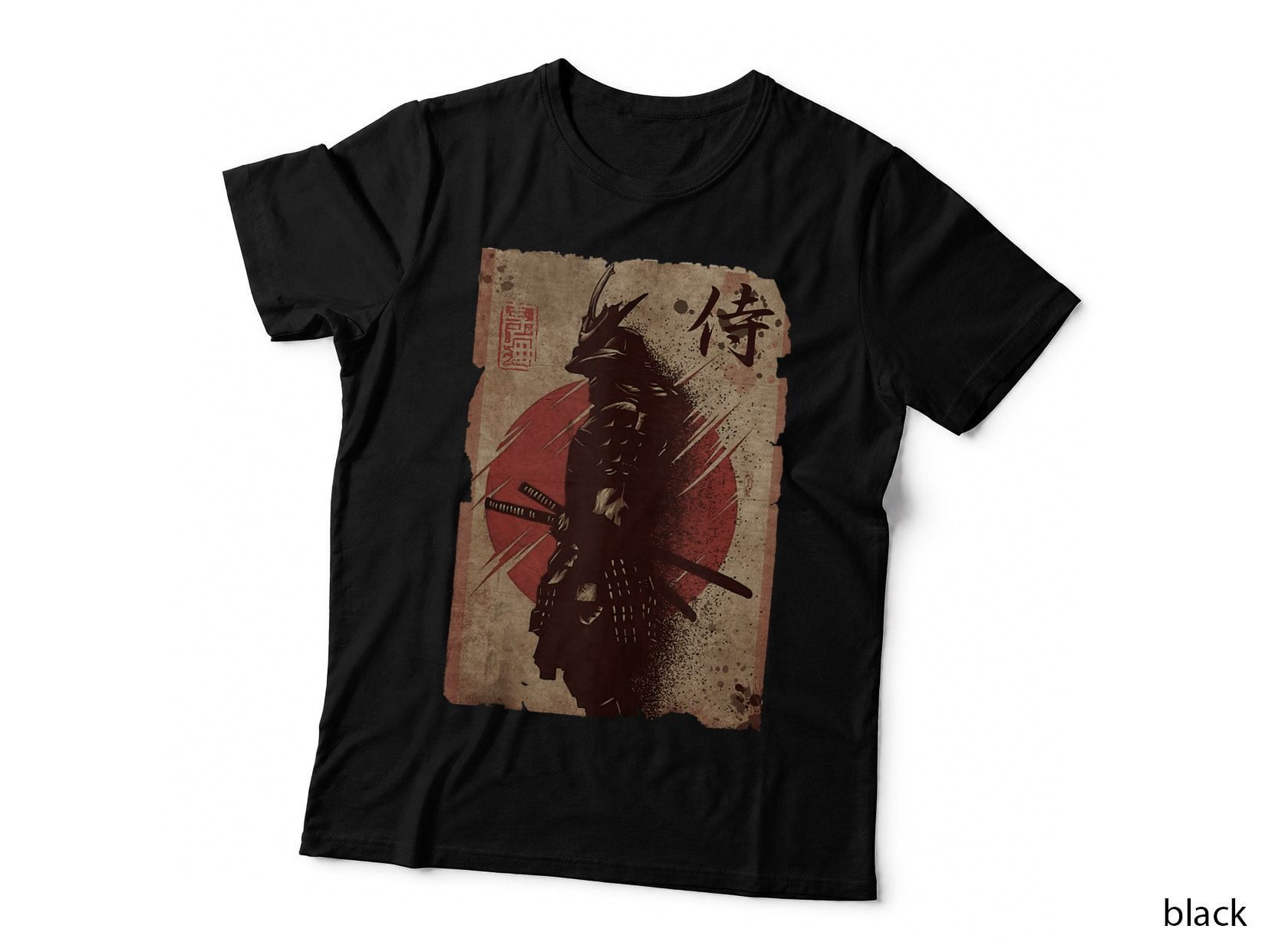 Samurai Japanese Retro Art Print Bushido Japan Warrior ., Vintage T-Shirt