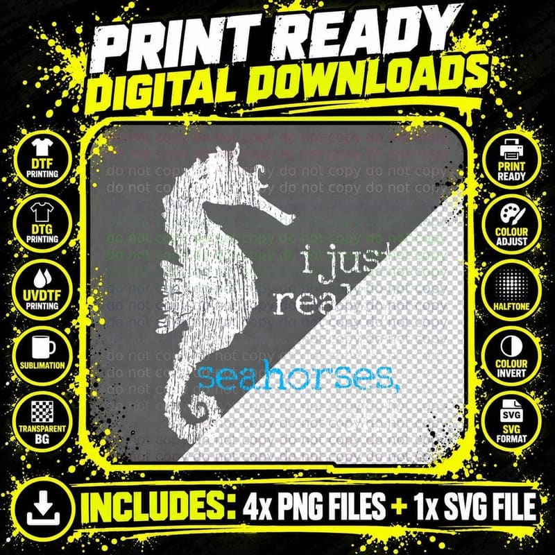 Seahorse Lover Fish Underwater Vintage Gift T-Shirt Png SVG Digital Bundle