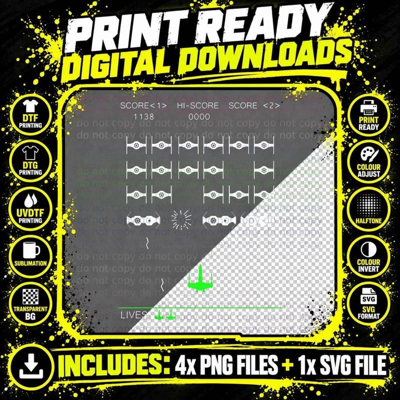 Space Invaders Mashup - Retro Shirt T-Shirt Png SVG Digital Bundle