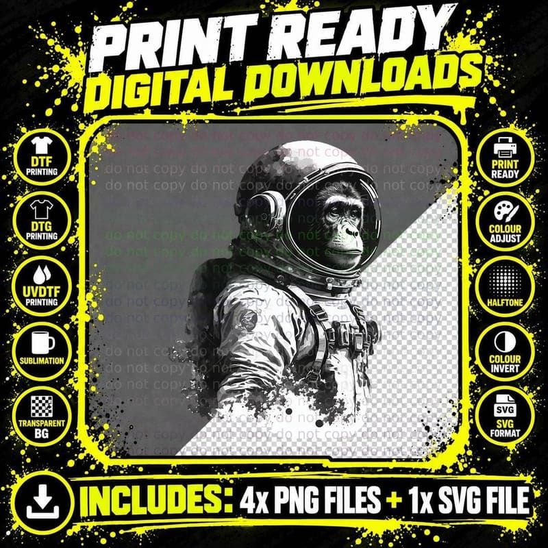 Space Vintage Travel Astronaut Monkey Astronaut T-Shirt Png SVG Digital Bundle