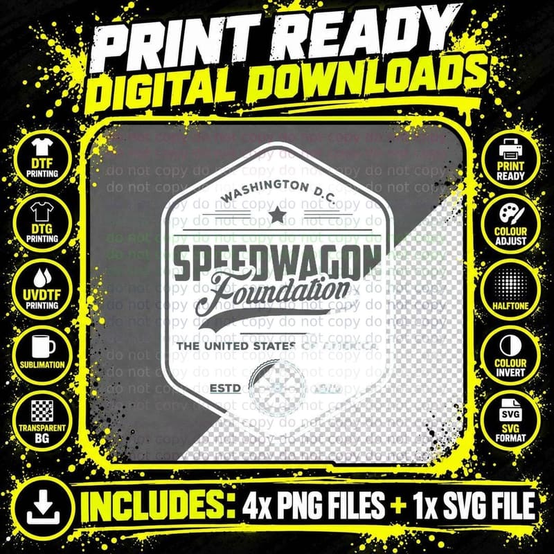 Speedwagon Foundation Retro T-Shirt Png SVG Digital Bundle