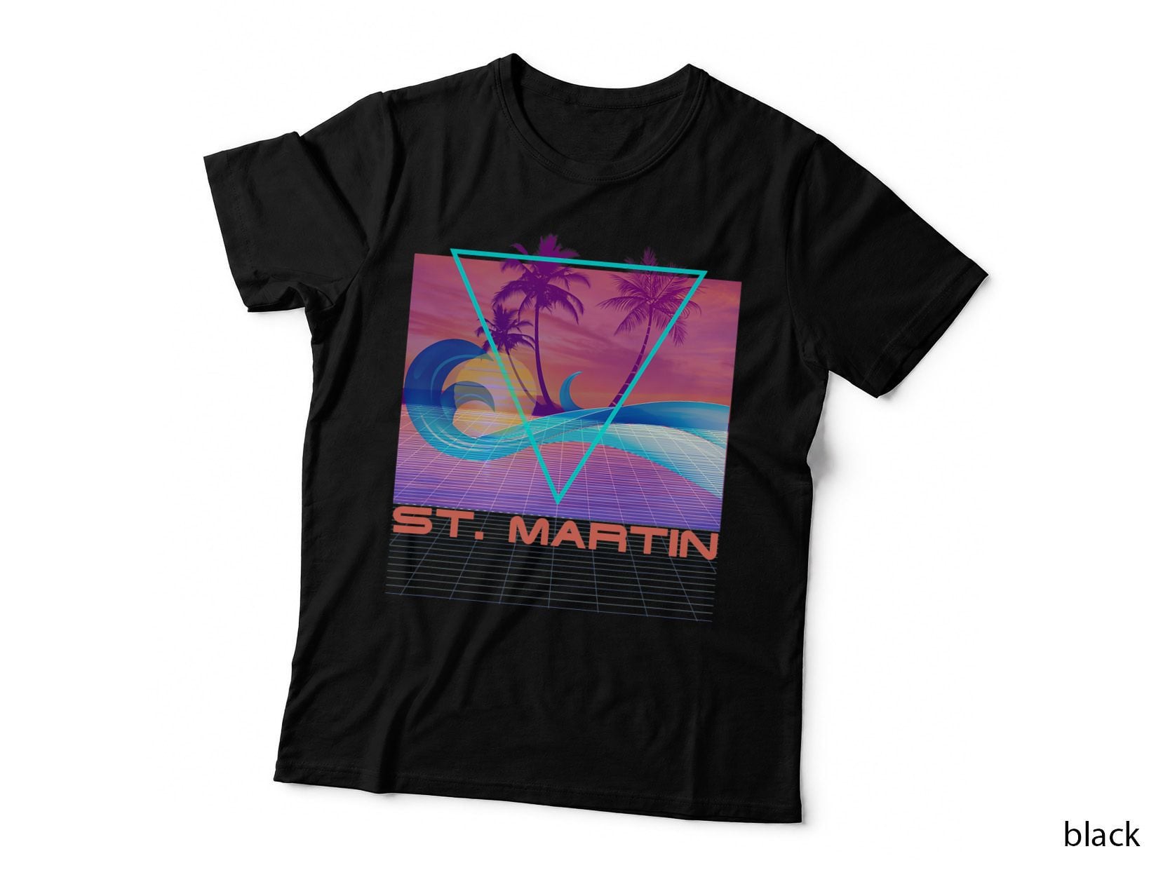 St. Martin Retro 80s Vaporwave Beach Vacation T-Shirt