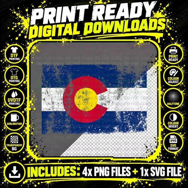 State of Colorado Flag T Shirt Gift for Men Women Png SVG Digital Bundle