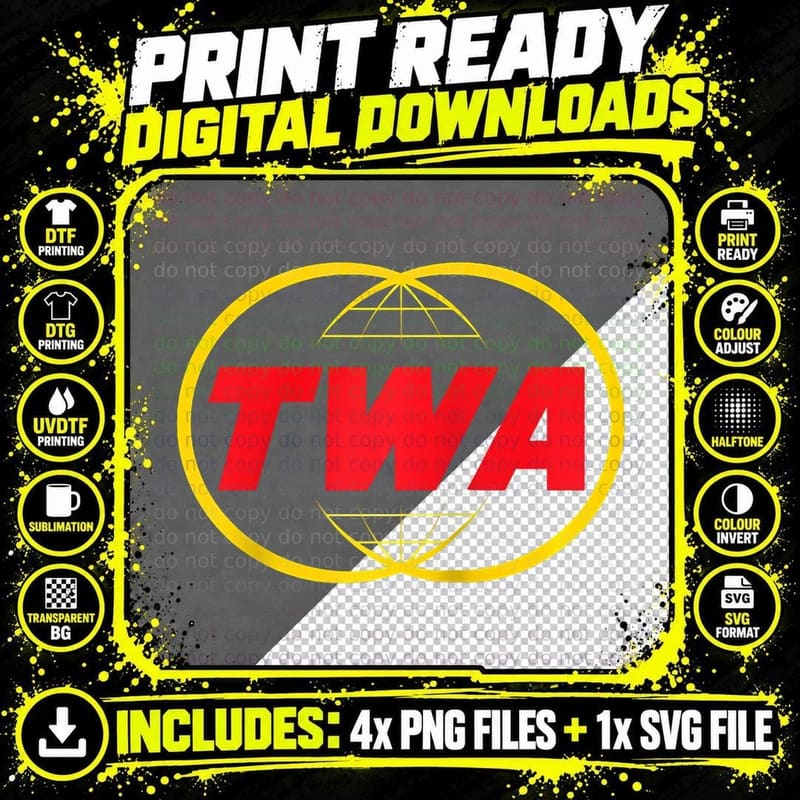 TWA Airlines Retro Vintage Flight T-Shirt Png SVG Digital Bundle