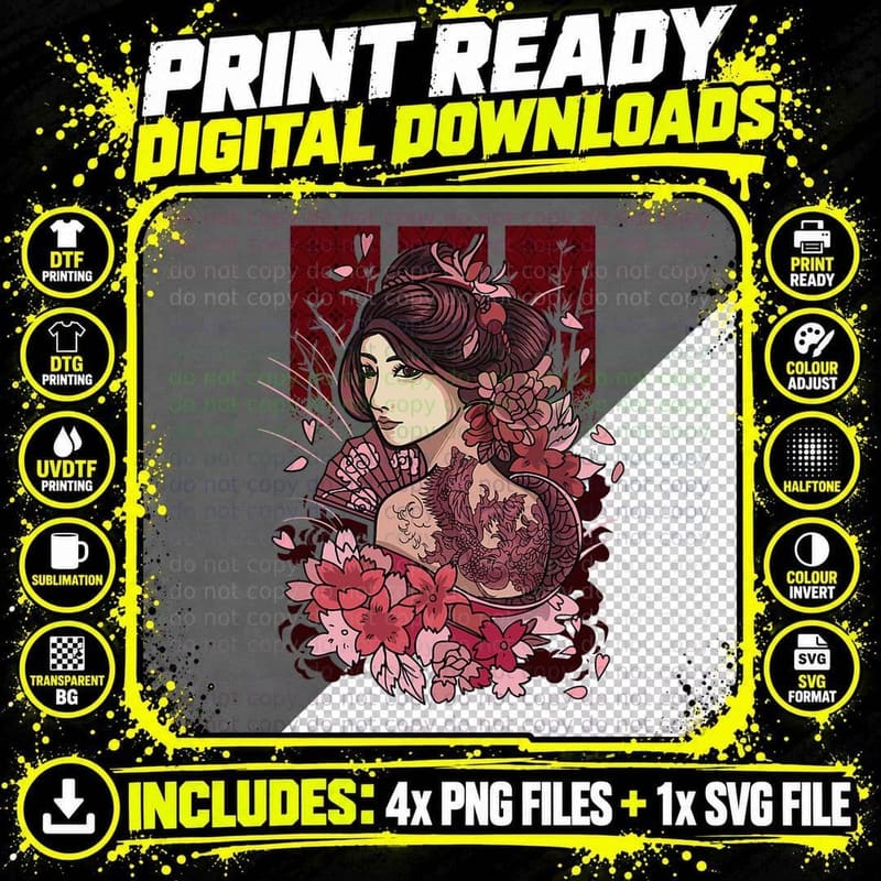 Tattoo Artistlover Retro Vintage Japanese Artartwork Png SVG Digital Bundle
