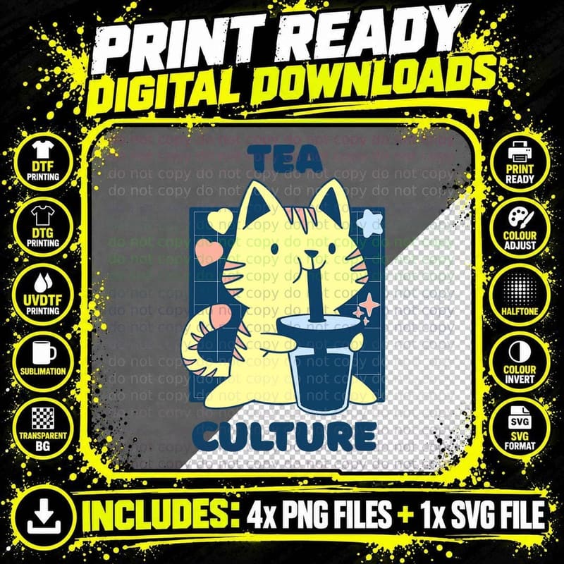 Tea Culture Cute Retro Tea Lover Designs Present T-Shirt Png SVG Digital Bundle