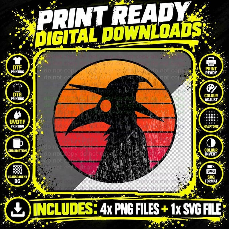 The Plague Doctor Costume Kids Retro Sun Plague Doctor Png SVG Digital Bundle