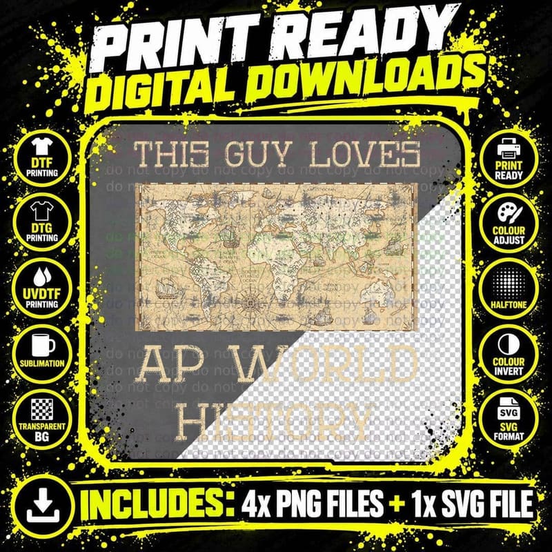 This Guy Loves AP World History Vintage T-Shirt Png SVG Digital Bundle