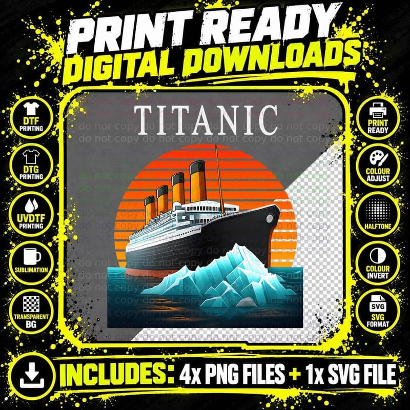 Titanic FOR KIDS, Vintage, 1912, History Png SVG Digital Bundle