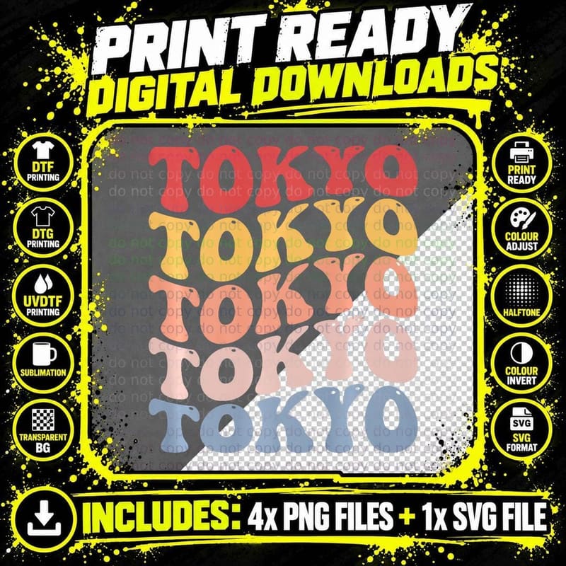 Tokyo Japan Groovy T-Shirt Png SVG Digital Bundle