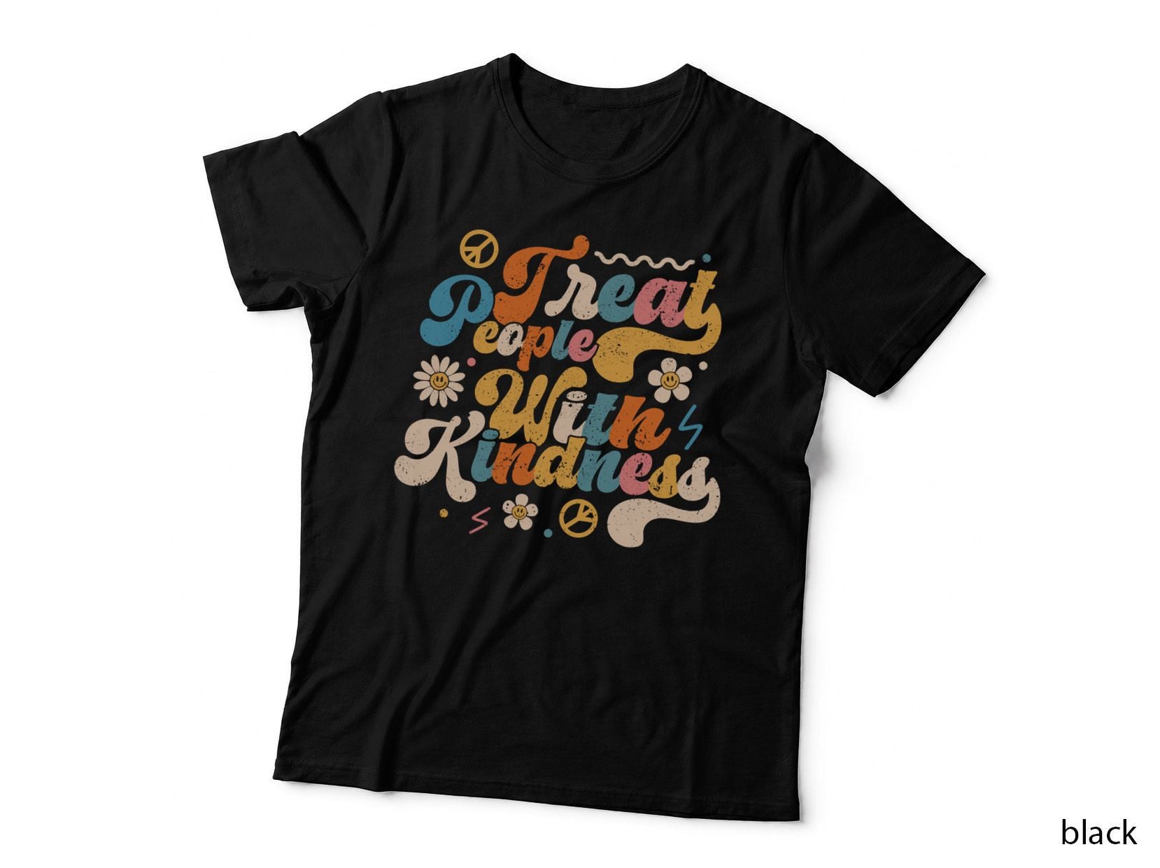 Treat People with Kindness, 70s Groovy Kind Peace Pullover Hoodie T-Shirt