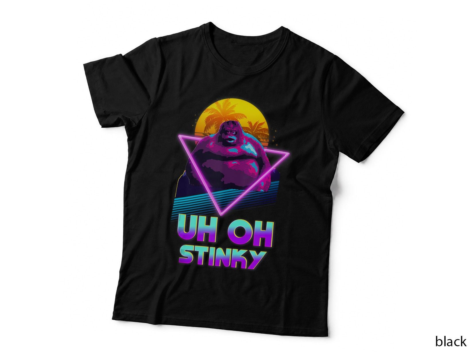 Uh Oh Stinky Poop Le Monke 80s Vaporwave Outrun Style, Aesthetic T-Shirt