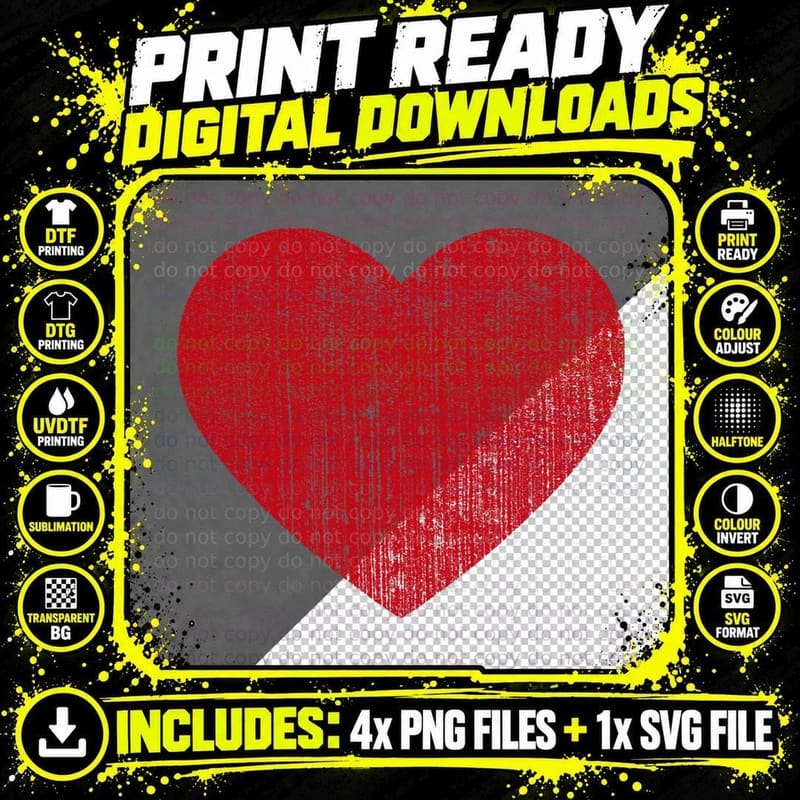 Valentines Day Red Heart Print Vintage Graphic Women Png SVG Digital Bundle