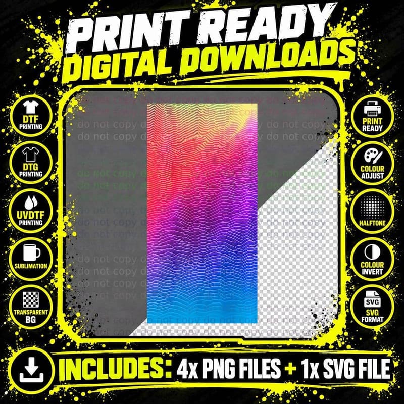 Vaporwave Aesthetic Colorful Pattern Retro Synthwave Png SVG Digital Bundle
