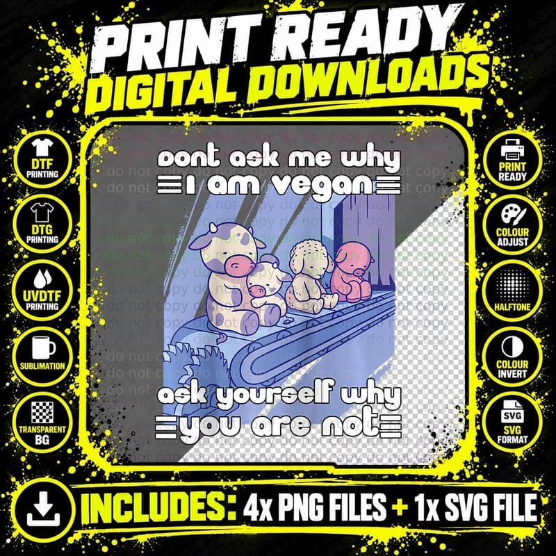 Vegan Animal Welfare Pro Vegan Vintage Animal Rights Png SVG Digital Bundle