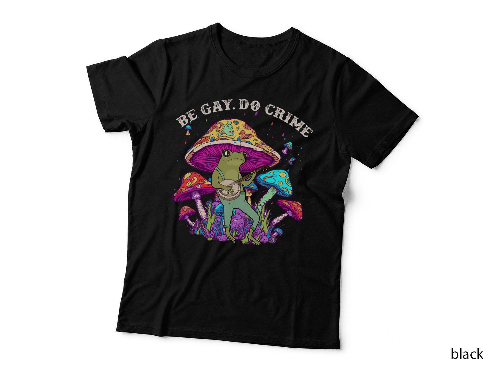 Vintage Cottagecore Frog Mushroom Aesthetic Be Gay Do Crime T-Shirt